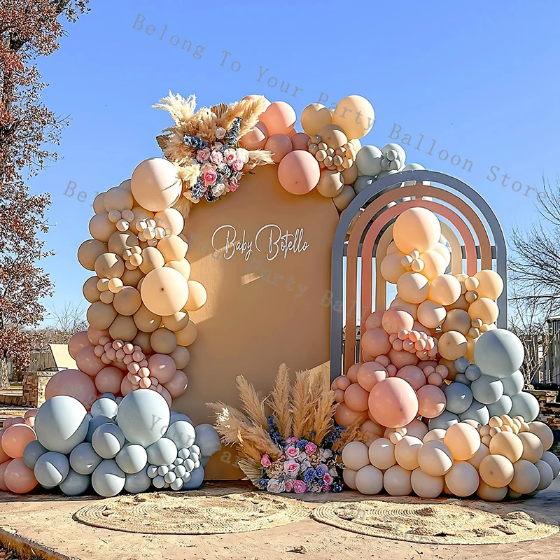 Balloon Garlands Arch Kit Retro Pink Cream Peach Blue Balloon for Boho Wedding Decoration Birthday Party Baby Shower Anniversary