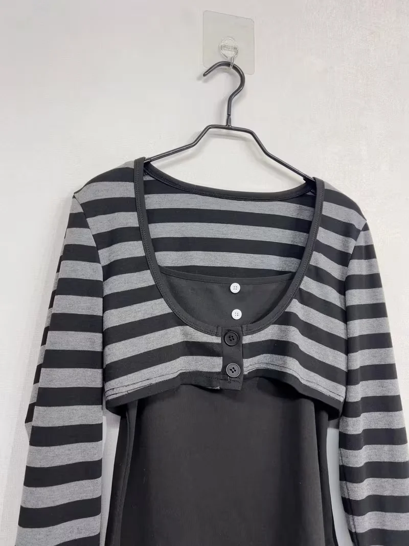 Y2k Emo Damen Streetwear Acubi Fairycore Tops Gestreiftes Langarm-Ästhetik-Grafik-T-Shirt Goth Grunge T-Shirt 2000er Alt-Kleidung – Detail 5