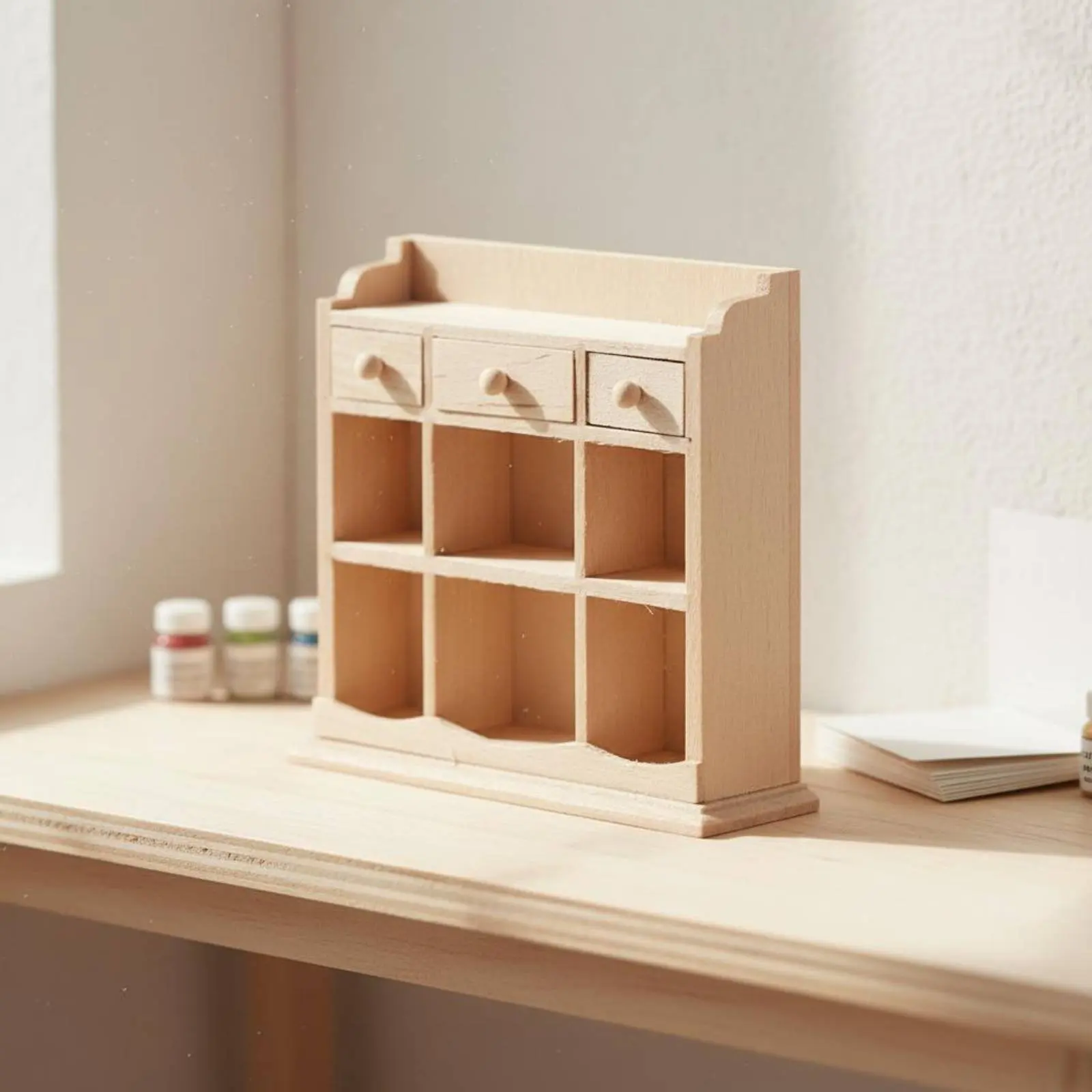 

1:12 Scale Dollhouse Cabinet DIY Craft 1:12 Scale Wall Cabinet Wooden Dollhouse Cupboard Multi-Scene Versatility for Hobbyists