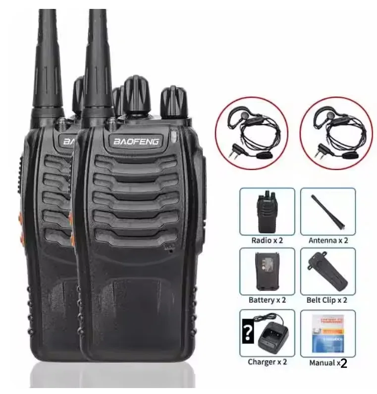 Baofeng BF-888S UHF 400-470MHz 5W Two-way PMR446 Radio Walkie Talkie USB Charger