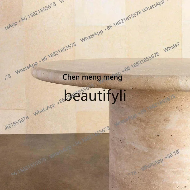 

xqqModern simple, fashionable and creative natural travertine dining table designer model light luxury restaurant dining table