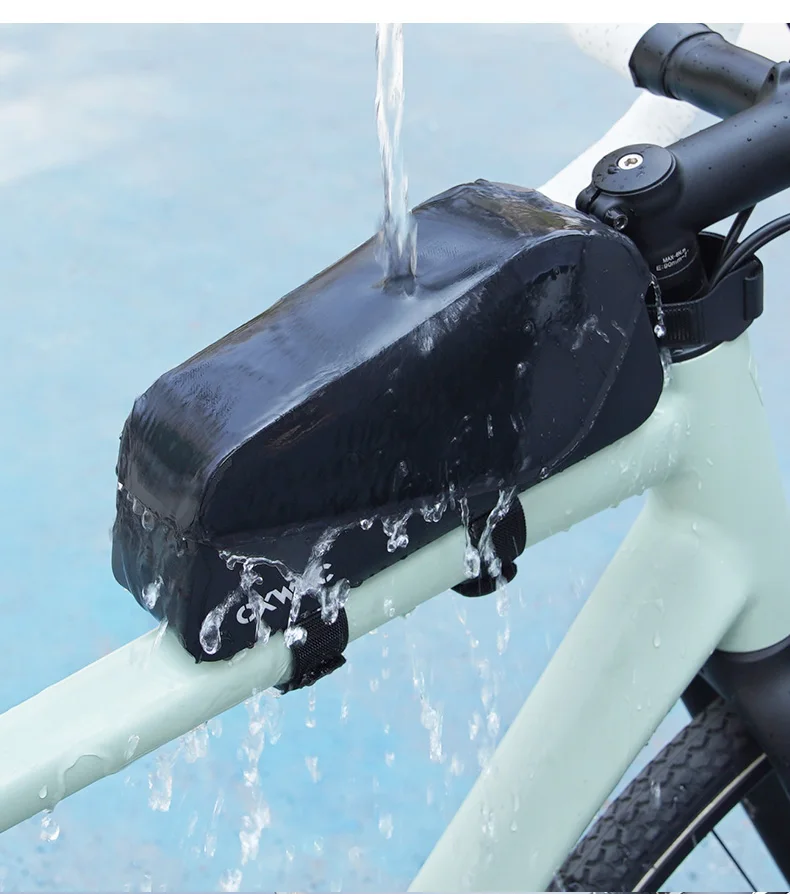 CXWXC Fahrrad-Tasche mit magnetischem Deckel, Oberrohrtasche mit Schrauben montiert und Riemen, Zwei-Wege-Installation, MTB, Rennrad, wasserdichte Frontrahmentasche – Detail 17