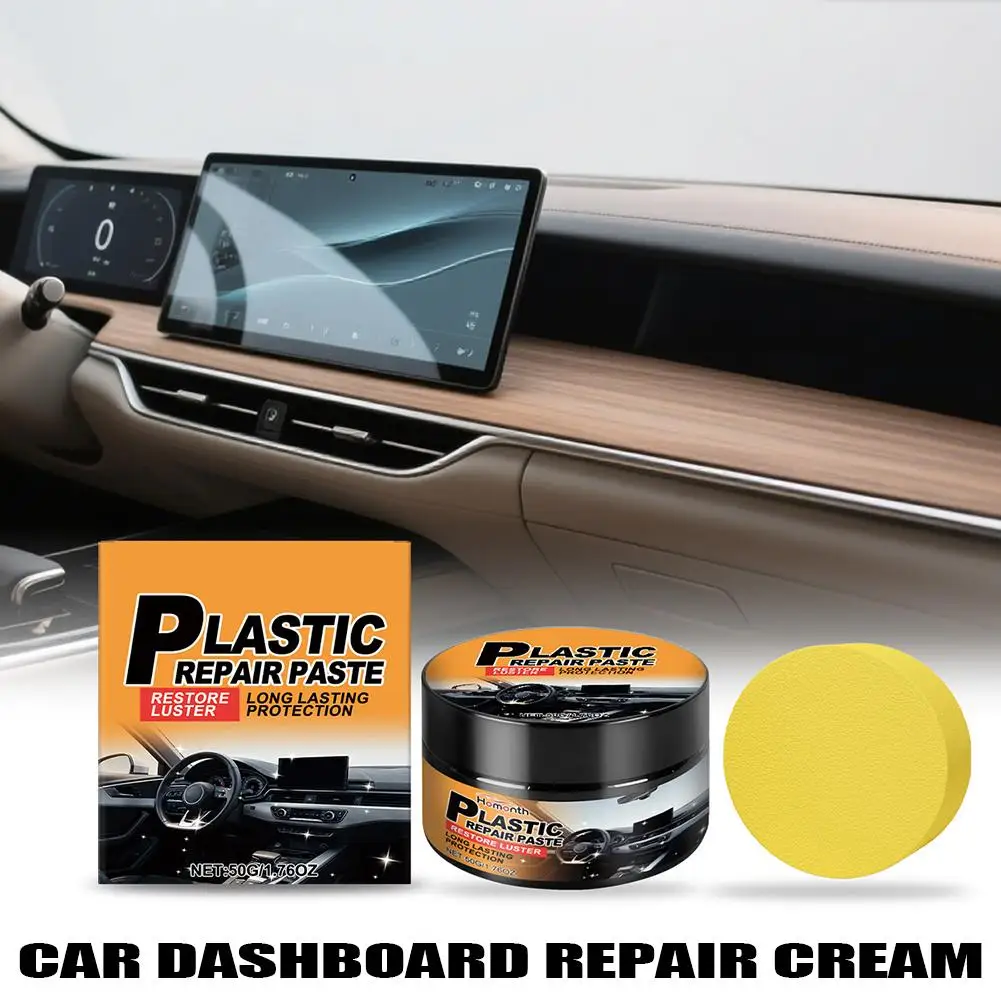 Car Dashboard Repair Paste With Sponge Renovation Remove Scratches Restore Gloss Car Interior Cleaner Leather Repair Accessories