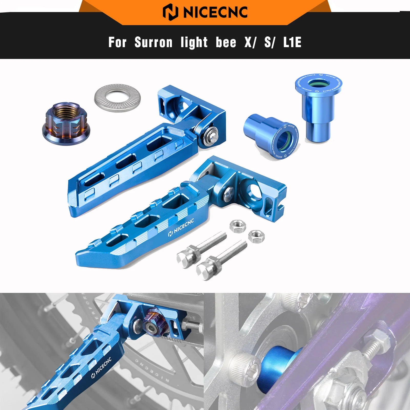 

Chain Tensioner Adjuster Blocks & Rear Axle Nut & Rear Wheel Spacers Hub Collars For Surron light bee X S L1E Segway X160 X260