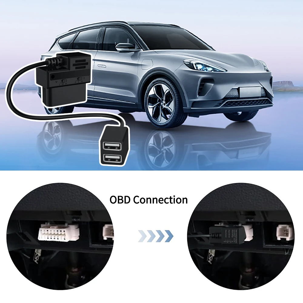 30cm OBD Car Charger Cable Dual USB Port 5V Adapter for Car Truck Vehicle OBD II USB Charger Power Supply Device