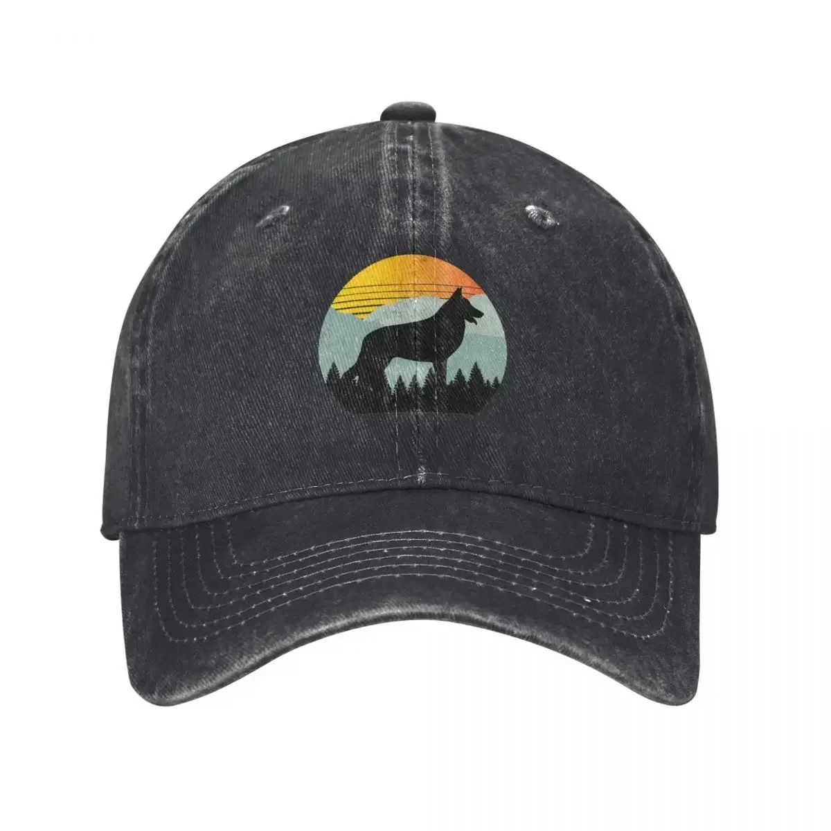 Vintage Retro Sun German Shepherd Dog Gift Baseball Cap |-F-| Rave Summer Hat Derby Hat For Girls Men's