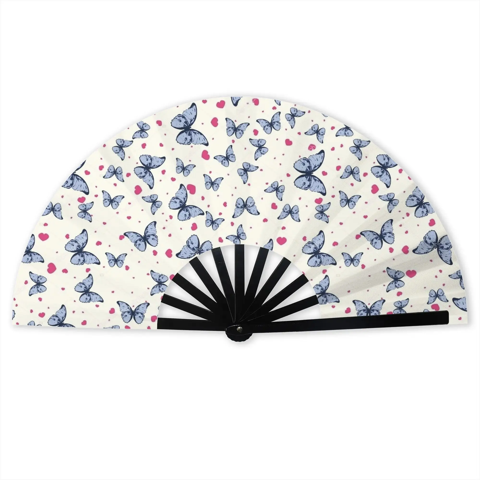 Butterfly Pattern Stylish Hand Fan Unisex  Printed Polyester Fan Trendy Costume Prop Folding Fans For Sports Events  Gift