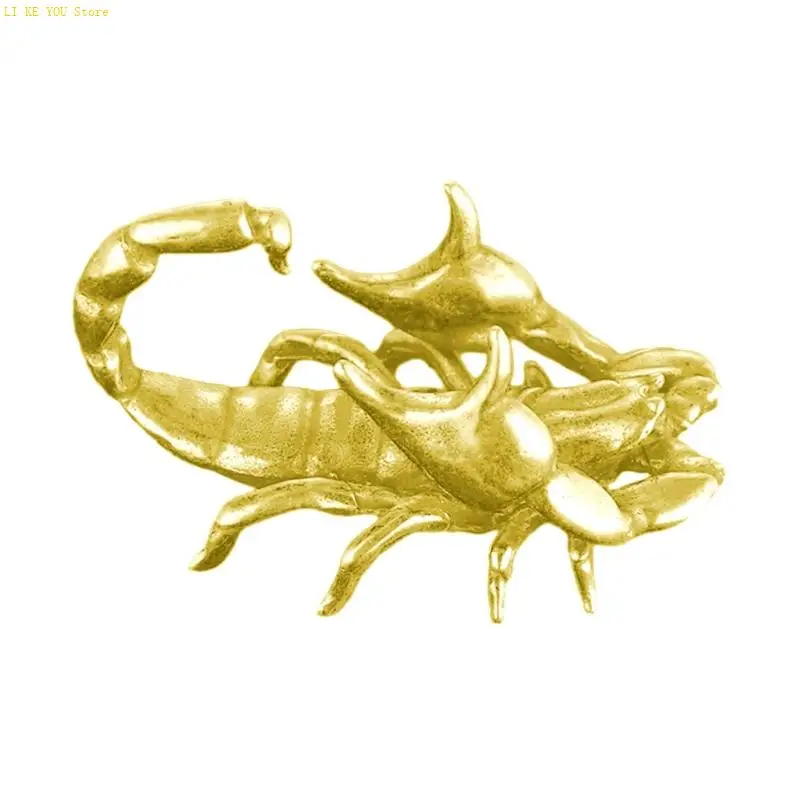 W3JE Detailed Brass Scorpions Miniature Statue Multifunction Pen Holder Stand for Enhancing Aesthetic Home Office Decoration