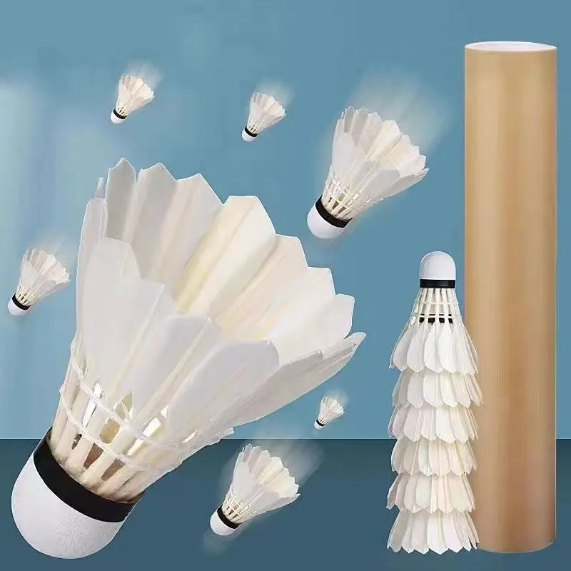 Durable and not easy to break, 12 pieces of 6 adult and child learning and training competition goose feather badminton factory
