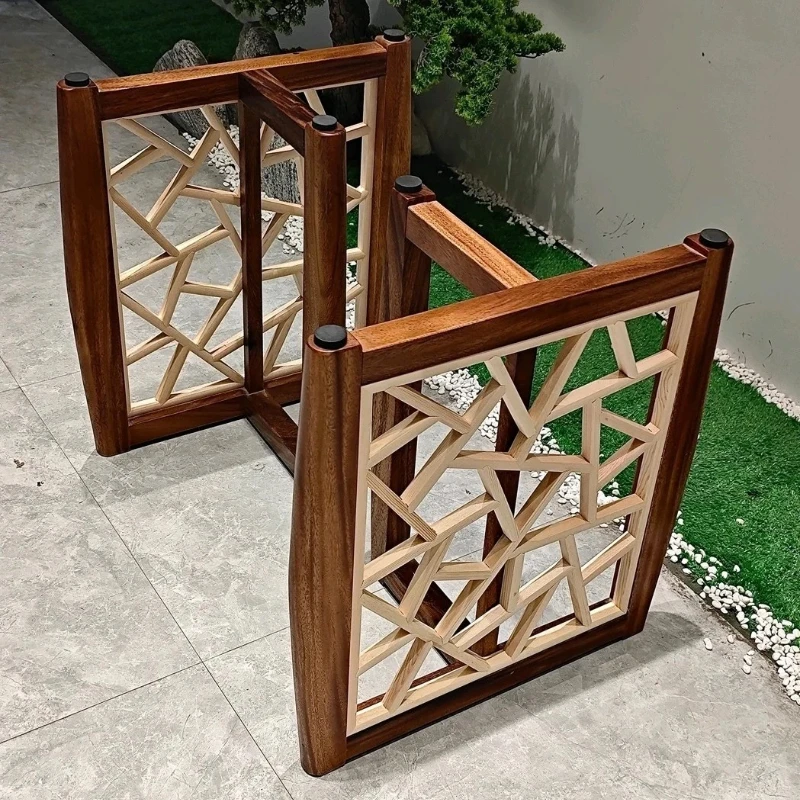 ‌ Gambe da tavolo in legno di noce con base in ferro Supporto da tavolo in vero legno resistente Altezza regolabile per tavolo da pranzo e banco da lavoro