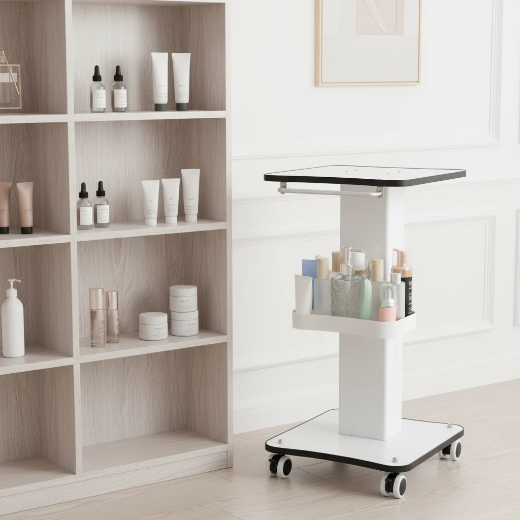 

Тележка-этажерка для салона красоты, 3-уровневая, на колесиках с фиксаторами, с большой верхней панелью для хранения и организации оборудования для маникюра и спа-салонов