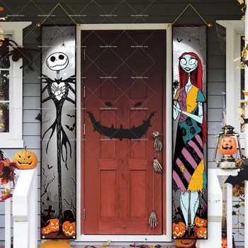 1ks šťastný halloween veranda banner visící noční můra před Vánoci domácí pokoj vánoční dekorace párty potřeby 8 nejlepší prodej noční můra před Vánoci vánoční dekorace - №8