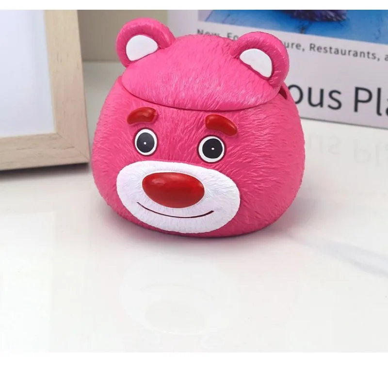 Lotso Animação Tridimensional Urso com Tampa, Desktop Decoração Ornamentos, Kawaii Menina Coração Caixa De Jóias, Desktop