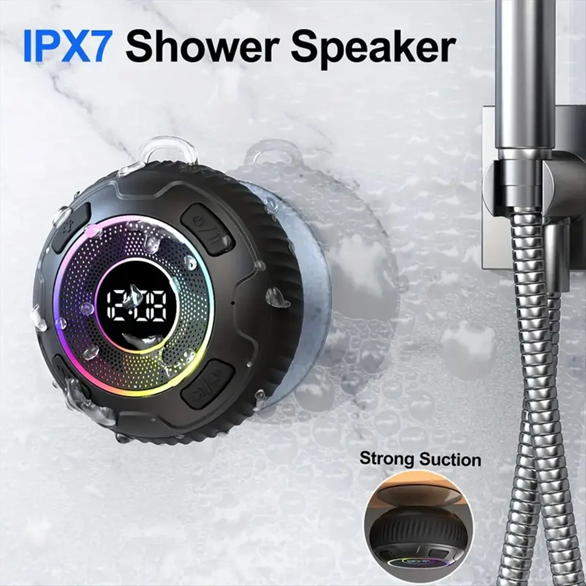 *X07A Wireless Speaker S5 IPX7 Waterproof ENC Speakers Built-in Mic 10 Hours Bluetooth Shower Speakers Subwoofer Blue image 6