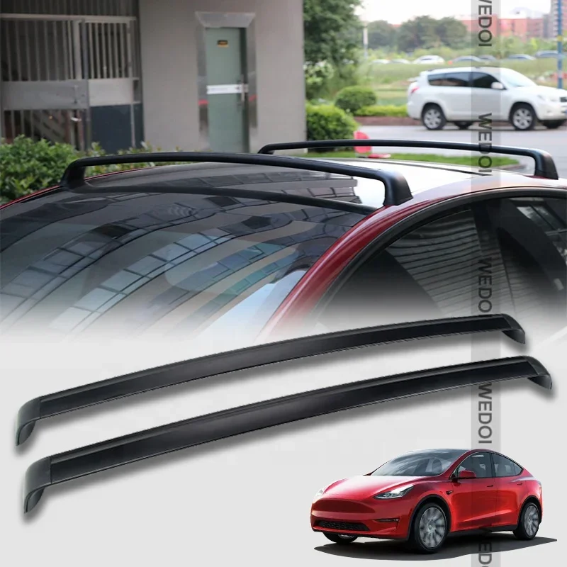 Tesla Model 3 Y 용 루프 바 알루미늄 합금 사이드 바 크로스 레일 루프 랙 잠금 장치가있는 수하물 캐리어 썸네일 2