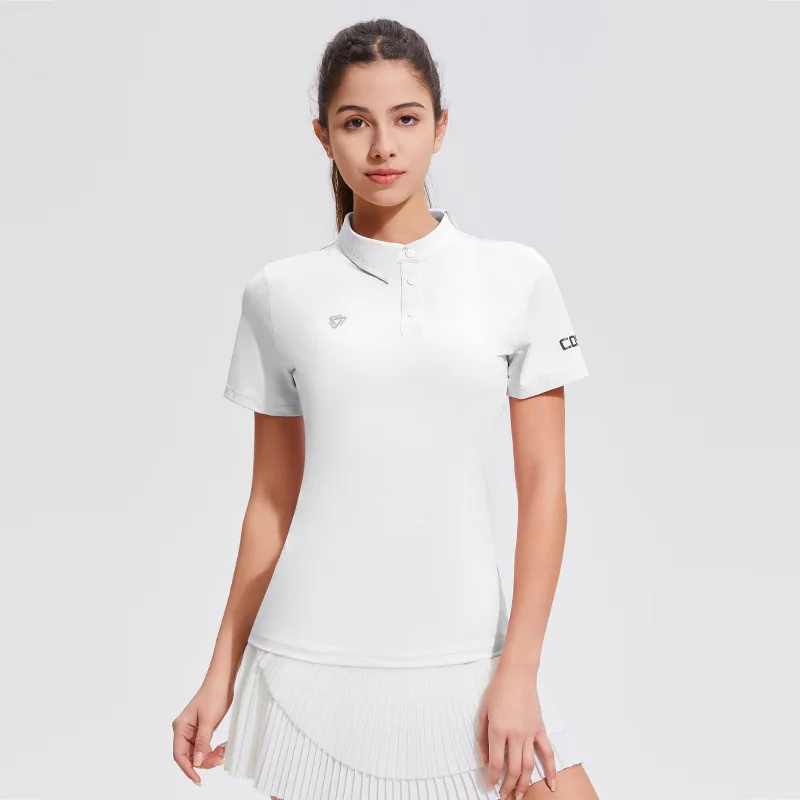 

Летняя форма для гольфа для женщин, спортивная одежда на открытом воздухе, быстросохнущая одежда, тонкая рубашка-поло с лацканами для фитнеса и короткими рукавами