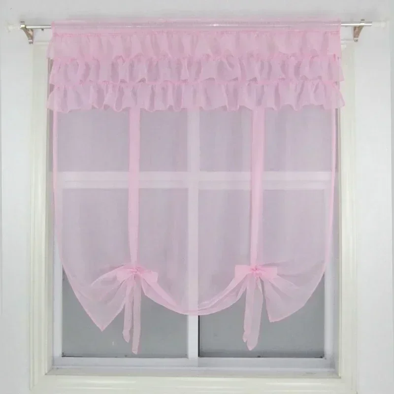Gauze Tieblinds Curtain, Flouncing Design Kitchen Seer Wave Blinds, Home Tie-up Voile Window Treatments