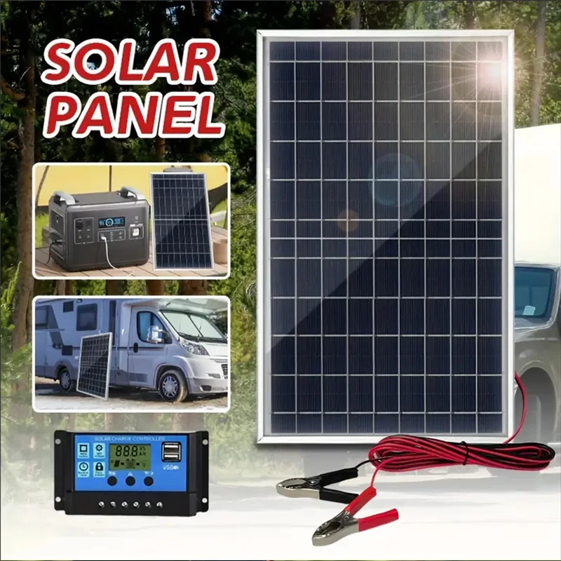 

300W Portable Solar Panel Kit with100A Controller Solar Charging Panels for RV, Car, Boat, Mobile Power, Camping, Hiking, Phone