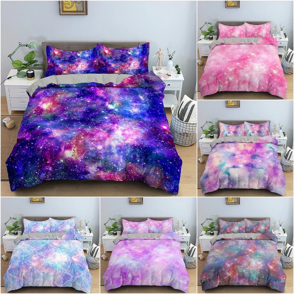 

3D Starry Sky Duvet Cover Set Luxury Galaxy Printed Bedding Set King Queen Full Quilt Cover With Pillowcase Bedroom Decor