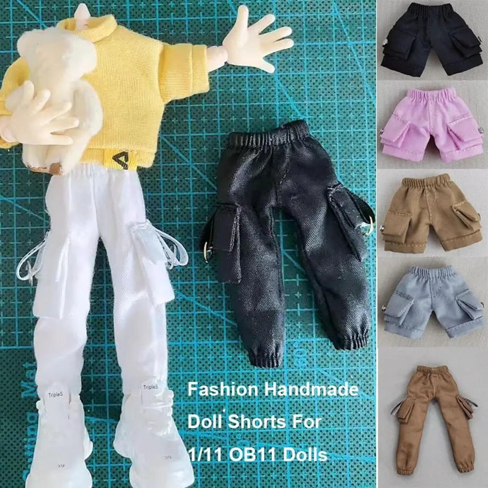 موضة السراويل الملابس 10 ألوان اليدوية شورت جينز وتتسابق لباس غير رسمي جيب السراويل ل 1/11 OB11/لدمى 1/12 BJD