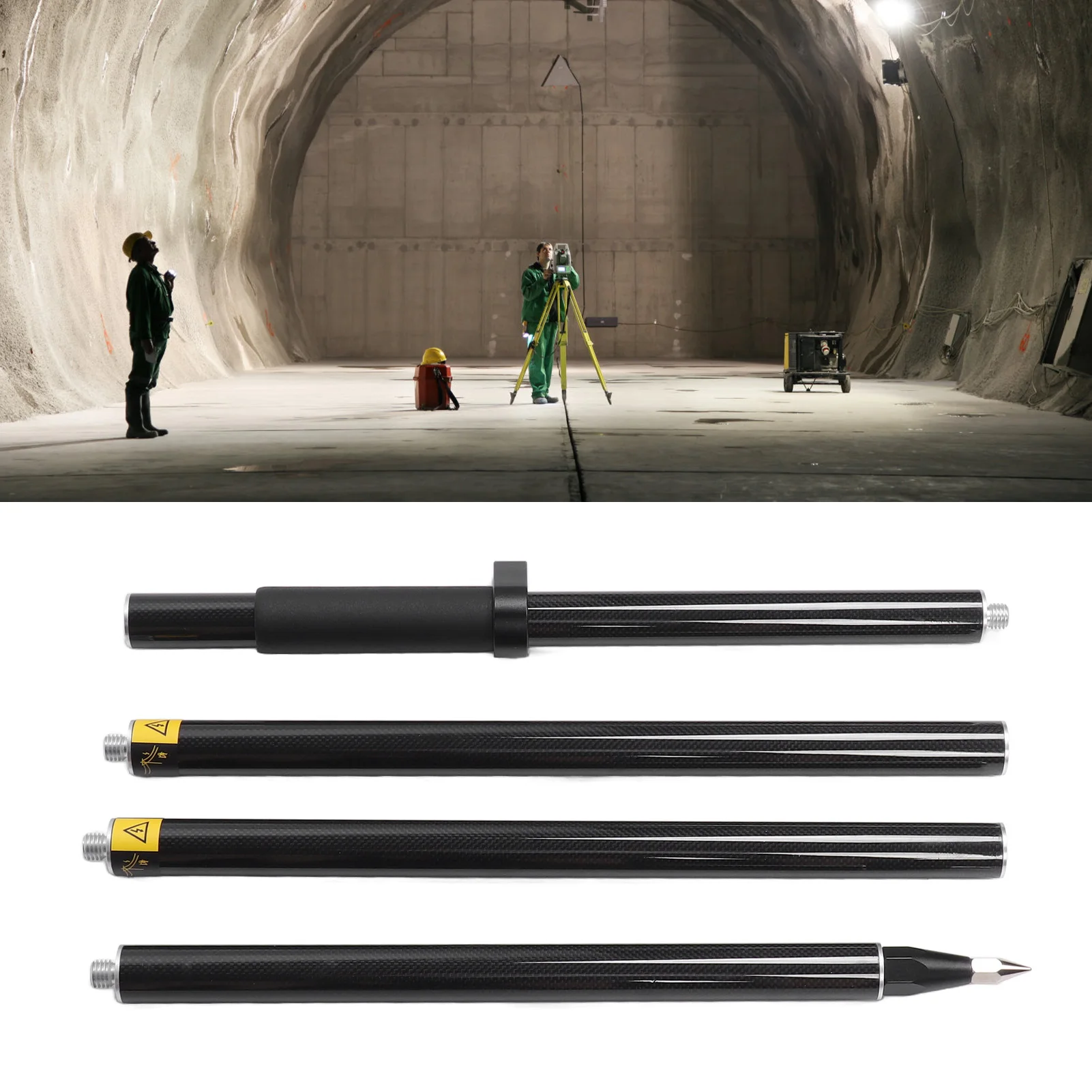 

2 Meter 4 Section Survey Pole RTK GPS Carbon Fibre Surveying Prism Pole with Level Bubble 0mm Constant Surveying Prism Pole