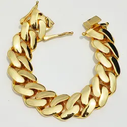 New Collection 22mm Solid Filled 18K Gold Plating Copper Big Cuban Link Bracelet Hip Hop Jewelry Gift for Him