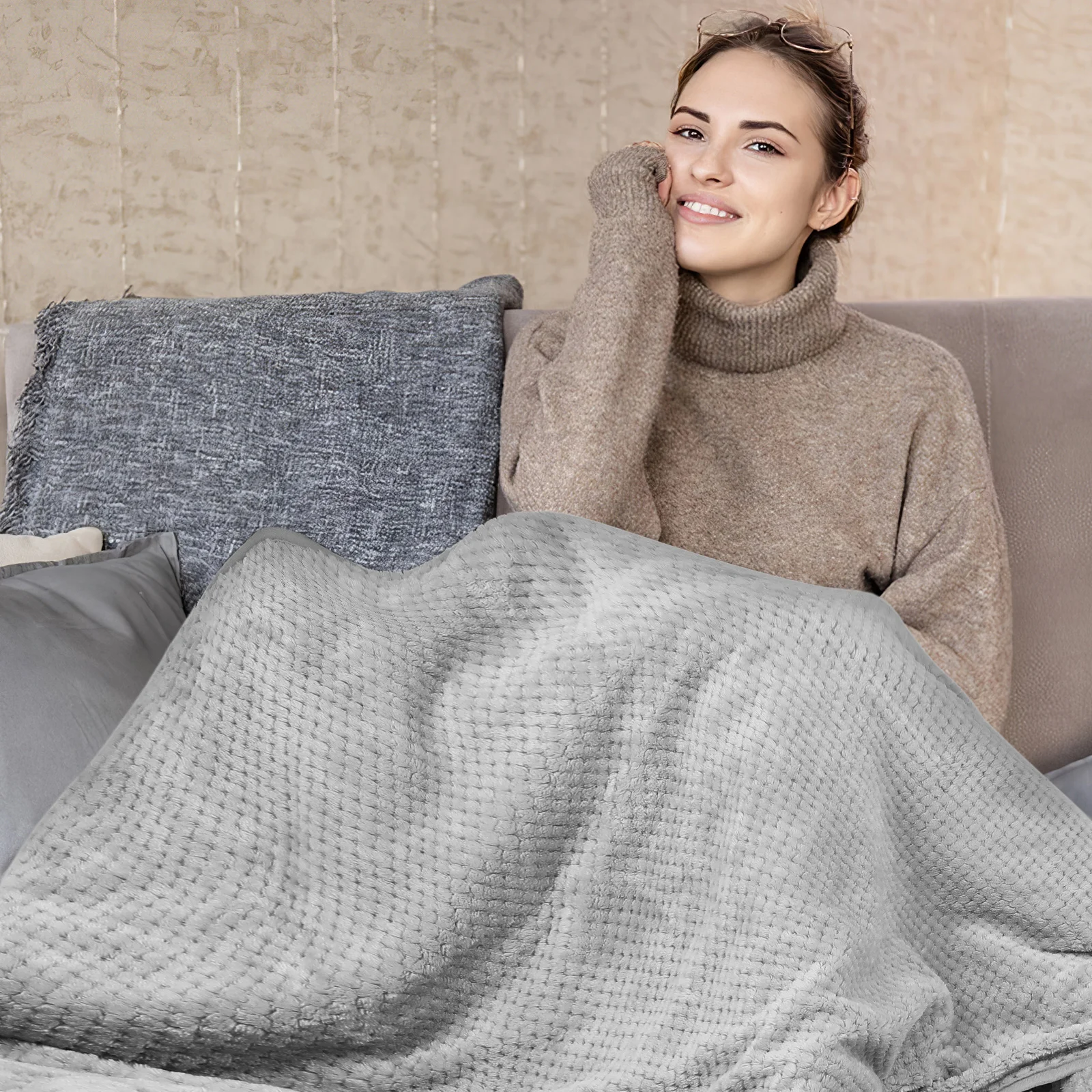 

Electric Heated Blanket 150X80Cm Heating Throw 9 Heat Levels 1-12H Auto-Off Fast Warm Bed Warmer For Winter