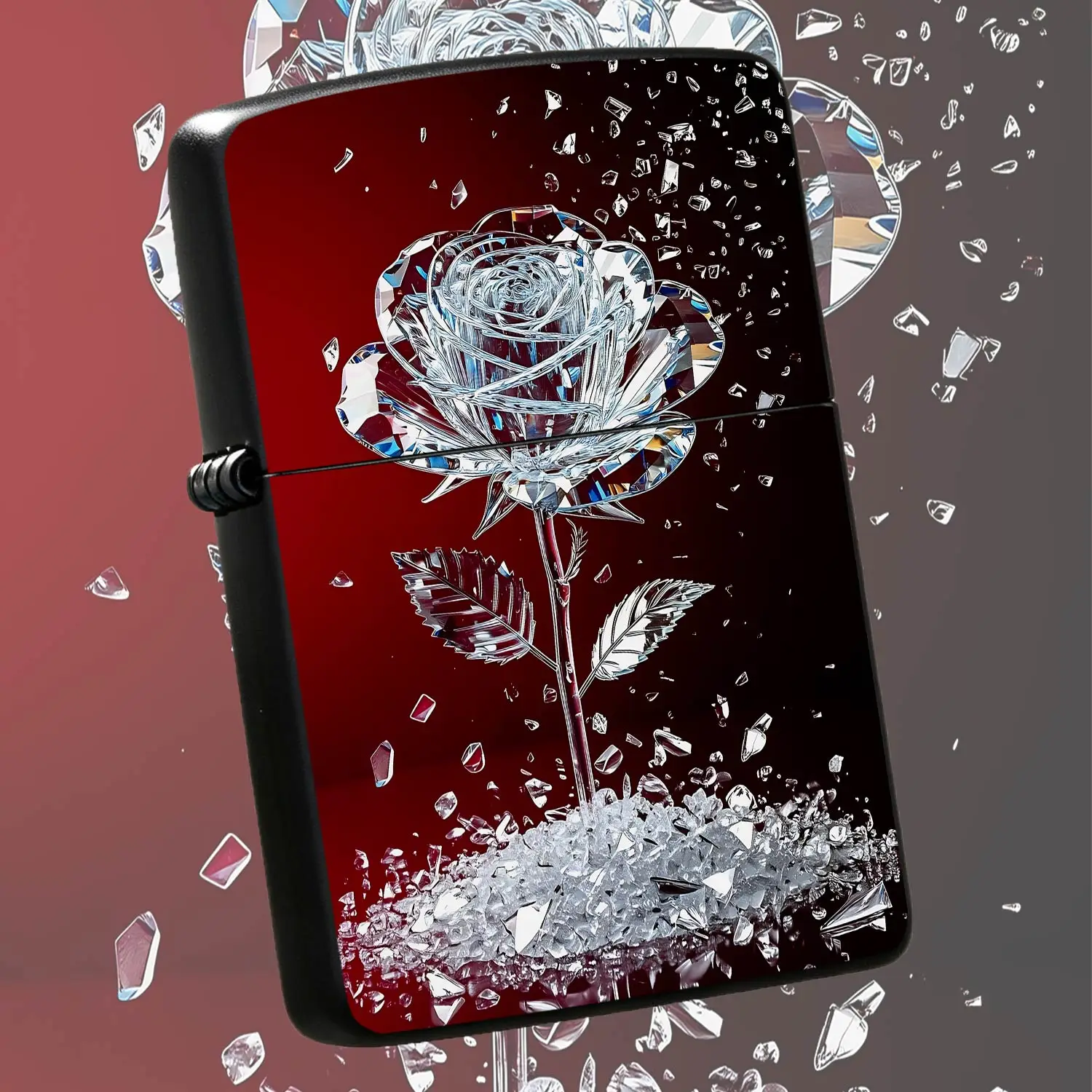 Exquisiteshattered Rose Themed Lighter, Artistic Cut Iridescentbody, Aesthetic Creative Practical Goodie, Ideal Gift For Birthdays And Festivals, Suitable For Daily Outings And All Scenarios, High-Value Unique Personal A Humorous And Intere