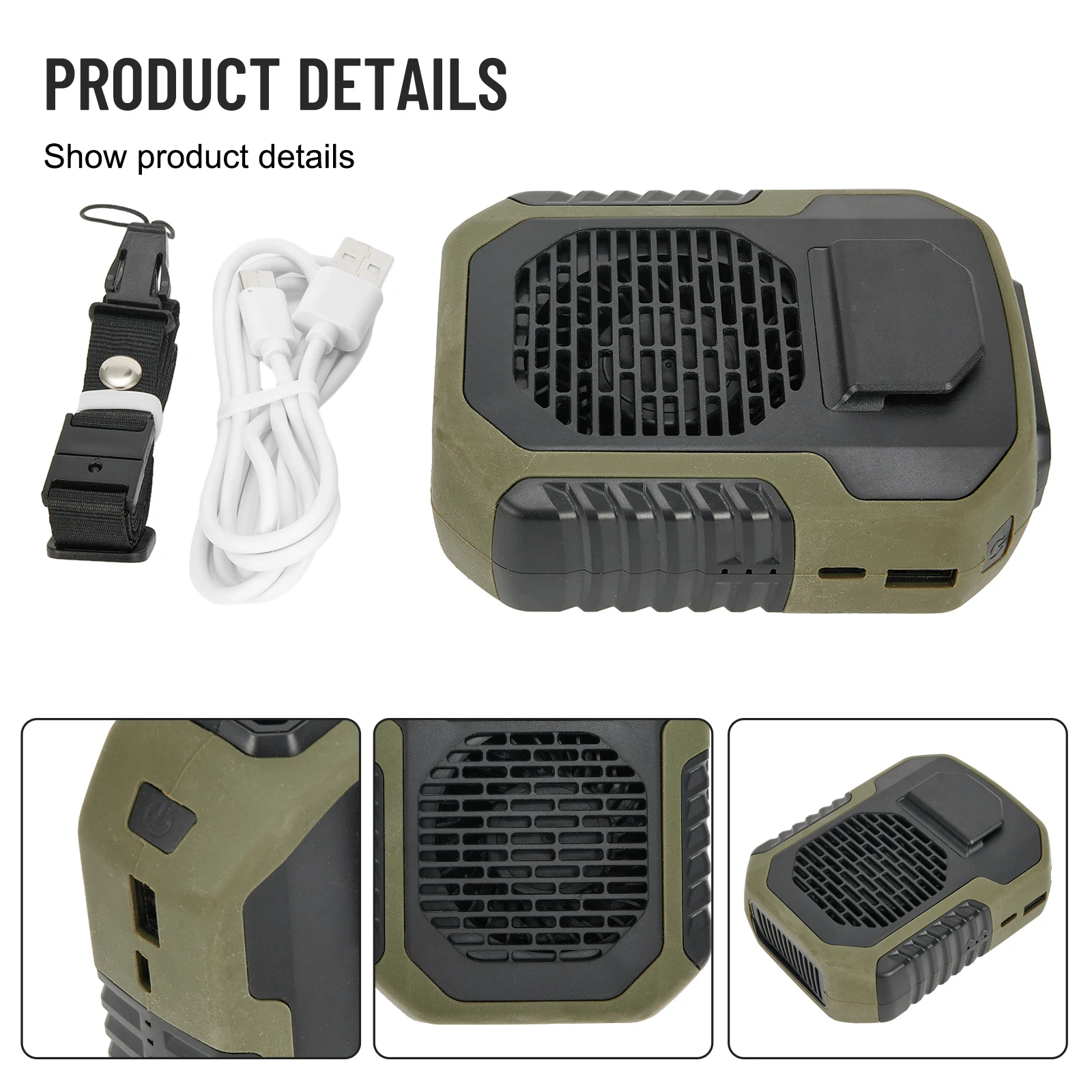 Body Cooler Waist Clip Fan Belt Fan Working Cooling Tool 3 Speed 6000mAh ABS Neck Hanging Cooler USB Rechargeable