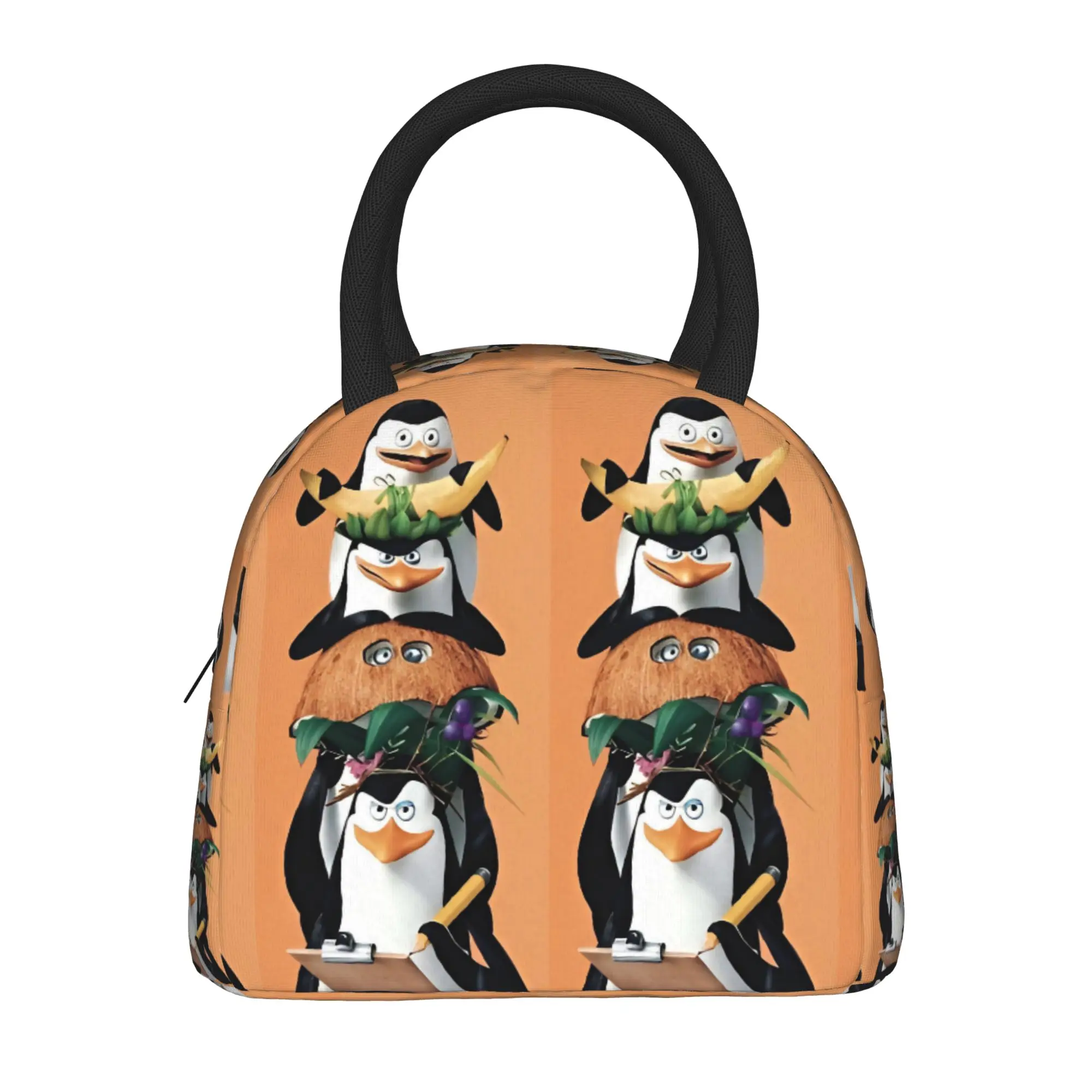 Madagascar American Animated Film Lunch Bag  Fashion Lunch Box Office Portable Tote Food Bags For Child Oxford Print Cooler Bag