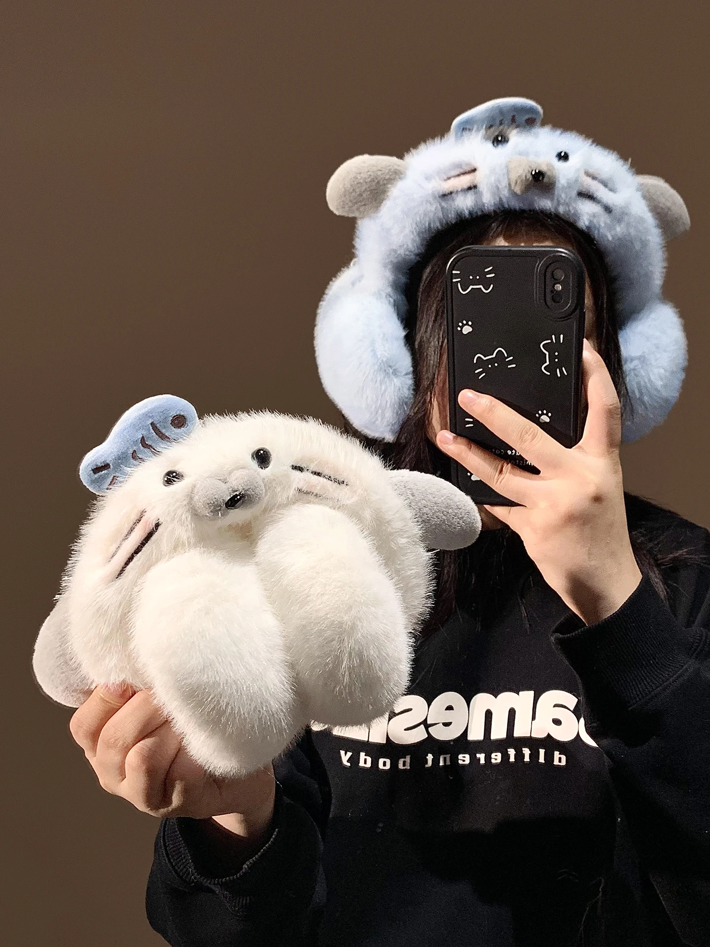 cute-seal-plush-ear-muffs-women's-winter-cycling-windproof-warm-ear-covers-protection-ear-pads-lovely-ear-flaps-accessories