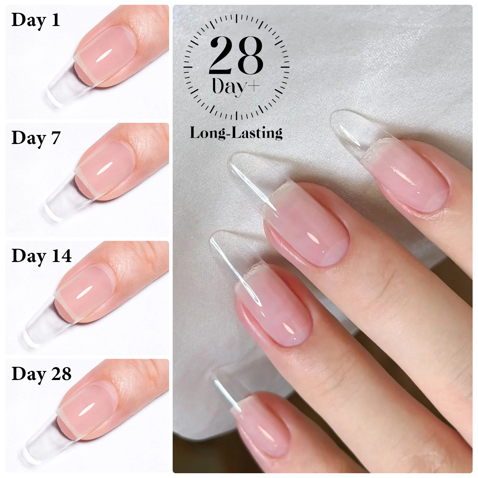 7 قطعة 100 مللي واضح سريع تمديد جيل للأظافر عدة قاعدة معطف فوقي UV LED علاج طويل الأمد لمدة 28 يومًا + DIY بها بنفسك مانيكير مستلزمات الأظافر #4