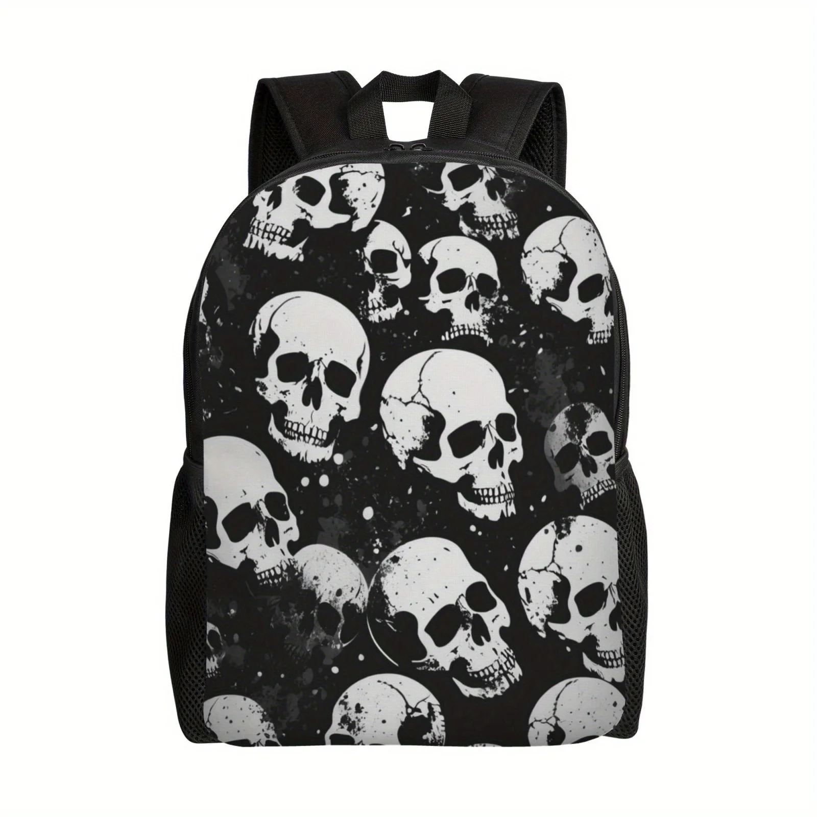 Vibrant Skull Print Zippered Duffel Bag - Comfortable shoulder straps, perfect for men and women outdoor picnics, parties, trips