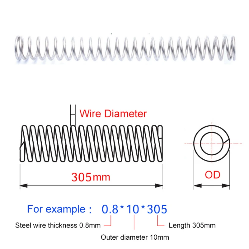 Stainless Steel Long 305mm Compression Spring Y-shaped Pressure Springs Customized Wire Dia 0.3-4mm