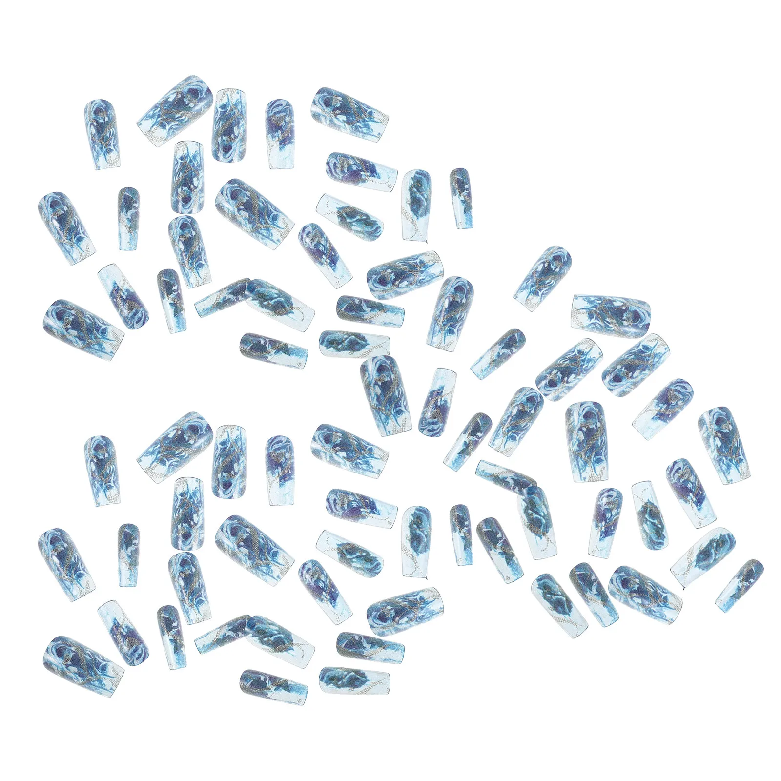 Extra Long Ballerina Press On Nails 72pcs with Glitter – Full Cover Adhesive Jelly False Nails