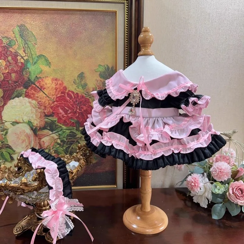 Robe de poupée en coton de 20CM, rose-noir, 10CM 15CM 40CM, vêtements de poupée en coton 50-55cm, vêtements de poupée Reborn