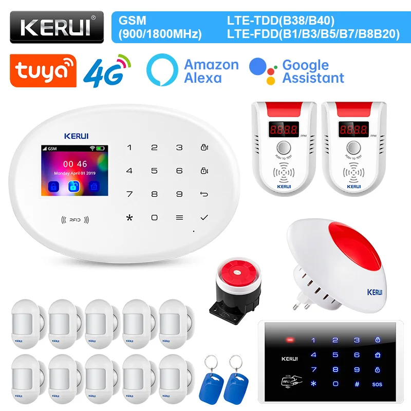 

KERUI W204 4G Alarm Kit WIFI GSM Burglar Security Home Alarm System Tuya Smart Control Panel with Home Devices