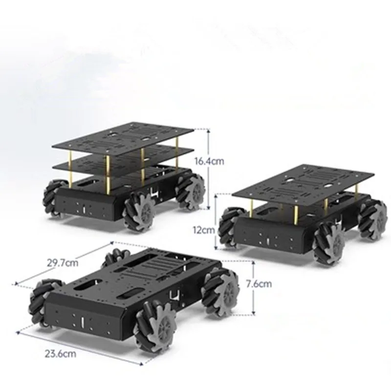 Metal 4WD Chassis Do Carro com Roda Mecanum, Roda Omnidirecional, Roda Universal ROS, DIY Robô Inteligente Stea, 80mm