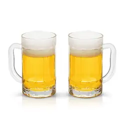 2 Pack Clear Large Beer Mug, 14oz Glass Tumbler with Handle, Large Tea Tumbler, Durable as Gift for Men
