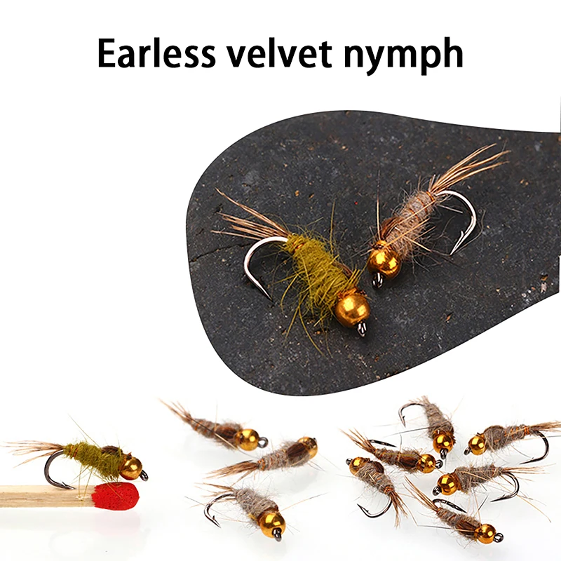 6pcs Fly Fishing Lure Realistic Nymph Scud Fly For Trout Fishing Artificial Insect Bait Lure Scud Worm Fishing Lure With Box