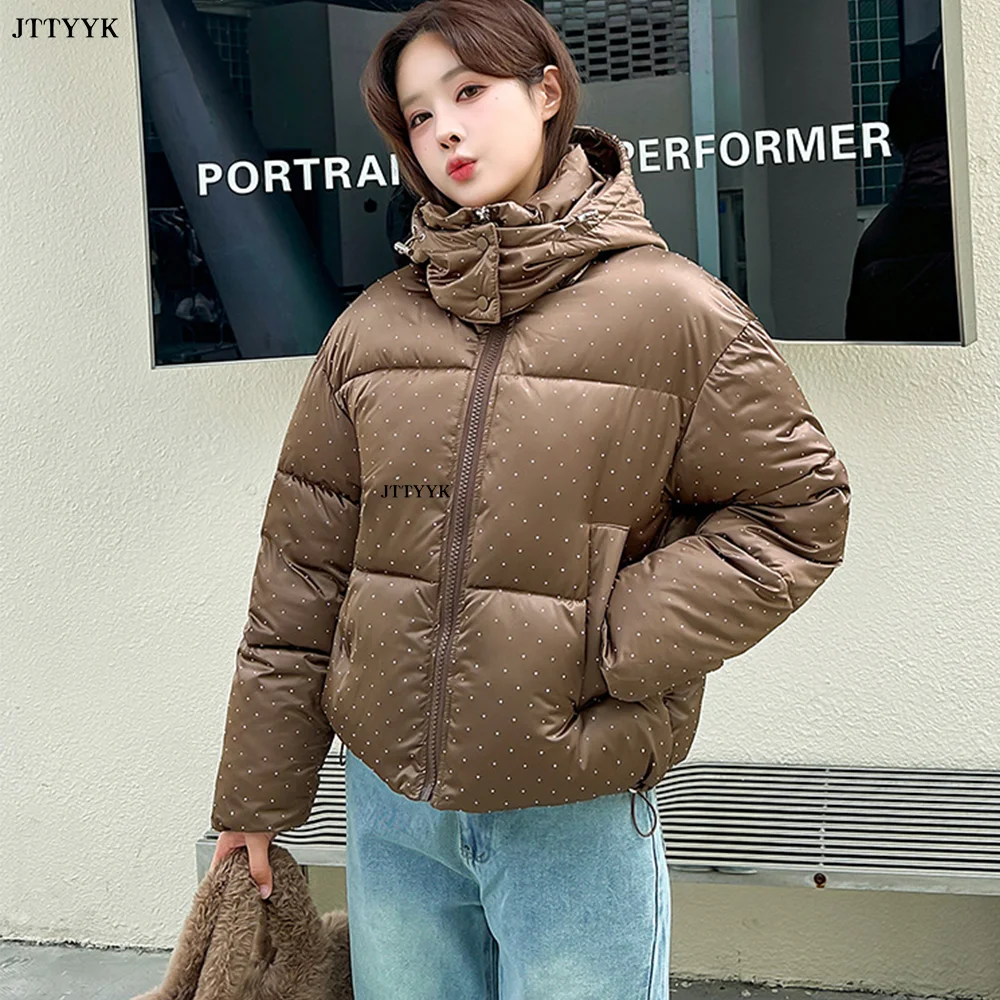 Hooded Women\'s Jacket Winter Female Short Cotton Jacket 2024 New Thicken Warm Parkas Coats Women Clothes Quilting Jacket Tops