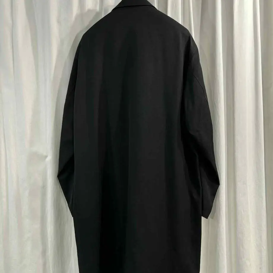 TOP-YAMAMOTO ® Black mid-length trench coat for men, a trendy and high-end Korean-style commuter jacket