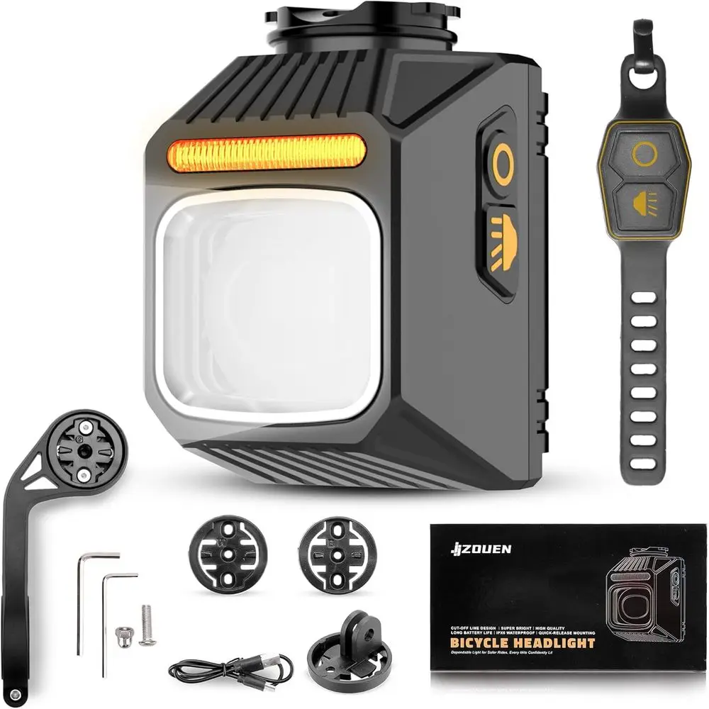 

Суперяркий светодиодный велосипедный фонарь, 1200 лм, передний, 20 часов работы от батареи, зарядка через USB-C, 9 режимов, водонепроницаемость IPX6, подходит для руля диаметром 31,8 мм.