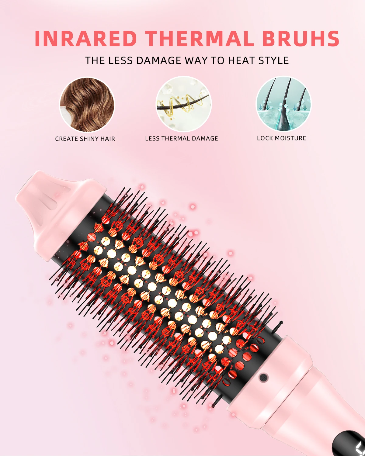 Hair Curler 1.5inch PTC Heat Round Hair Brush Curling and Straightening Crimper Hair iron Fast Ceramic Layer Curlers - view 5
