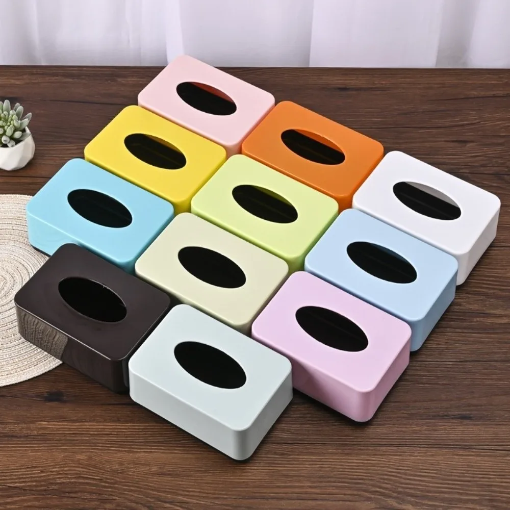Simplicity Design Plastic Tissue Box Square Solid Color Napkin Holder Durable Paper Towel Box Home Use