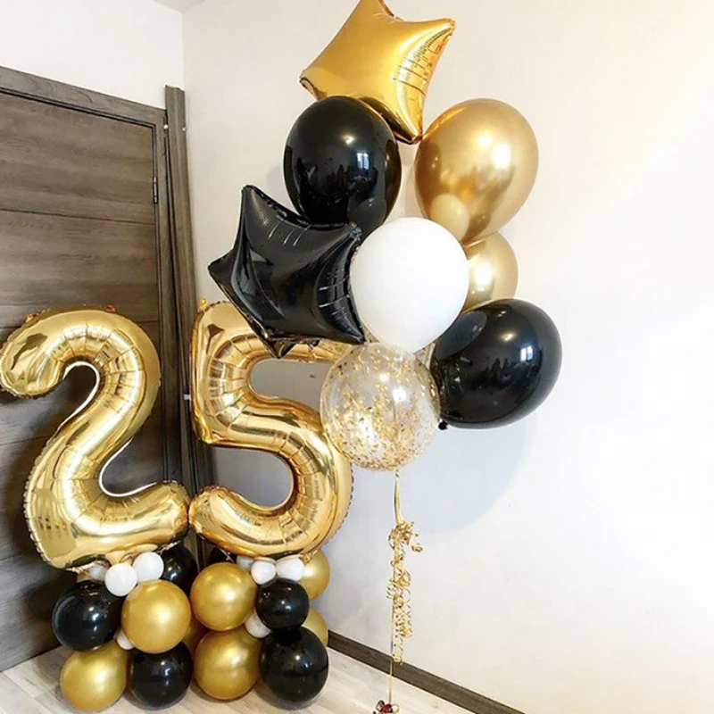 40inch Big Size Gold Number Balloon Digit Figure Foil Balloons Birthday Wedding Party Decor Supplies Kid Boys Toys Baby Shower