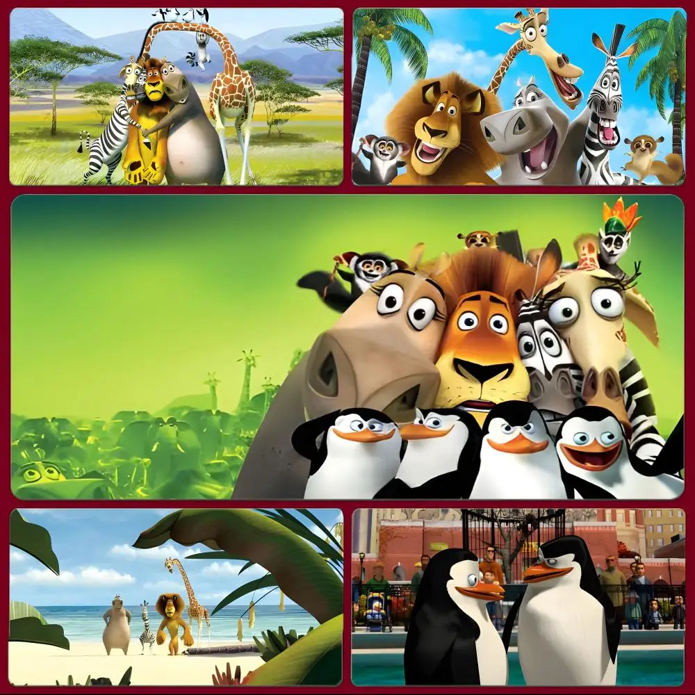 

movie comedy M-Madagascar Mouse Pad Large Gaming Mousepad with Stitched Edges Thickened Desk Mat PC