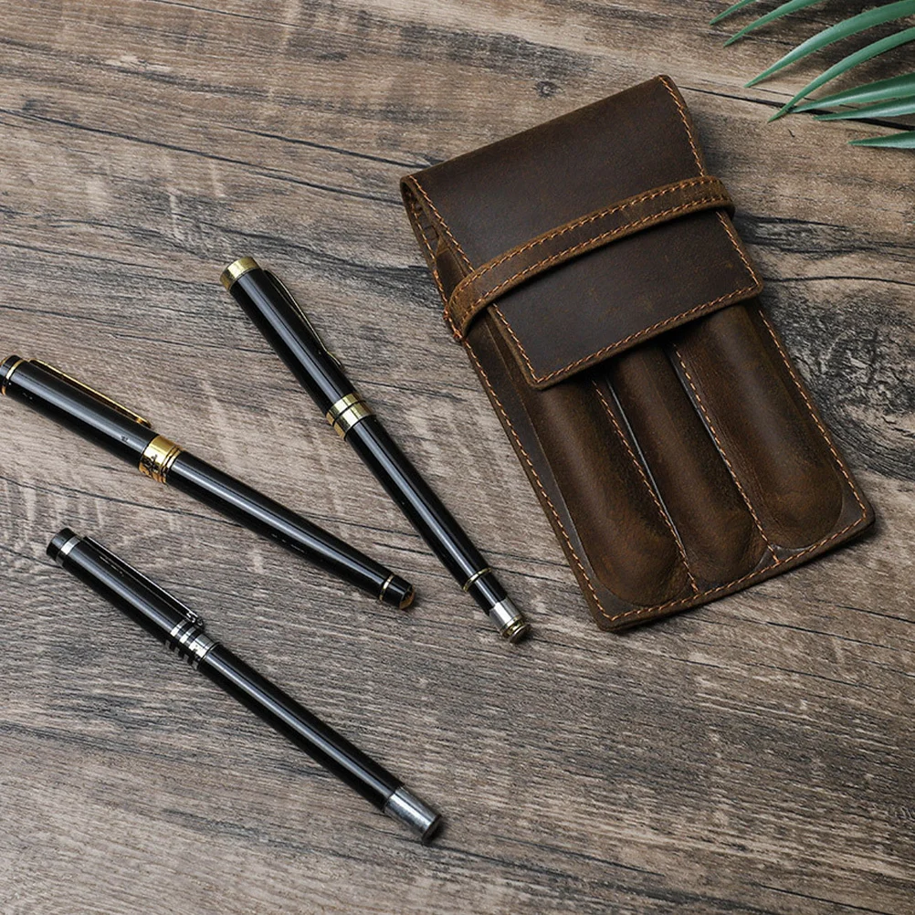 

Pen Sleeve for Three Pens Storage Holder Pouch Fountain Ballpoint Pencil Case Protective Cover Gift Packaging