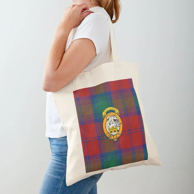 

Lindsay Scottish Tartan and Crest Tote Bag reusable shopping bags Canvas foldable reusable bag Shopper