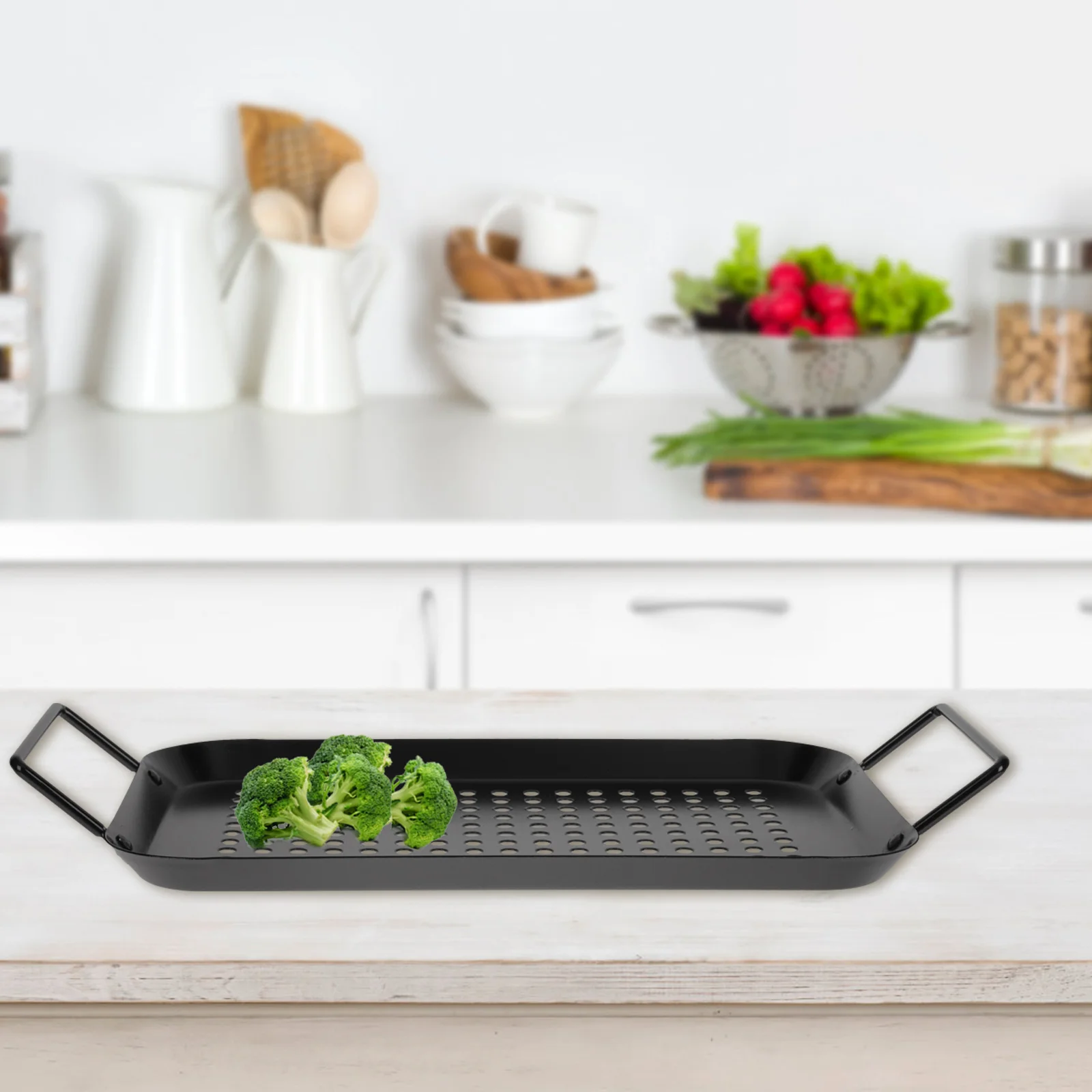 

1pc Non-Stick Grill Pan Durable Stainless Steel Barbecue Tray For Outdoor Grilling Roasting Tool Bbq Grill Plate Cooking